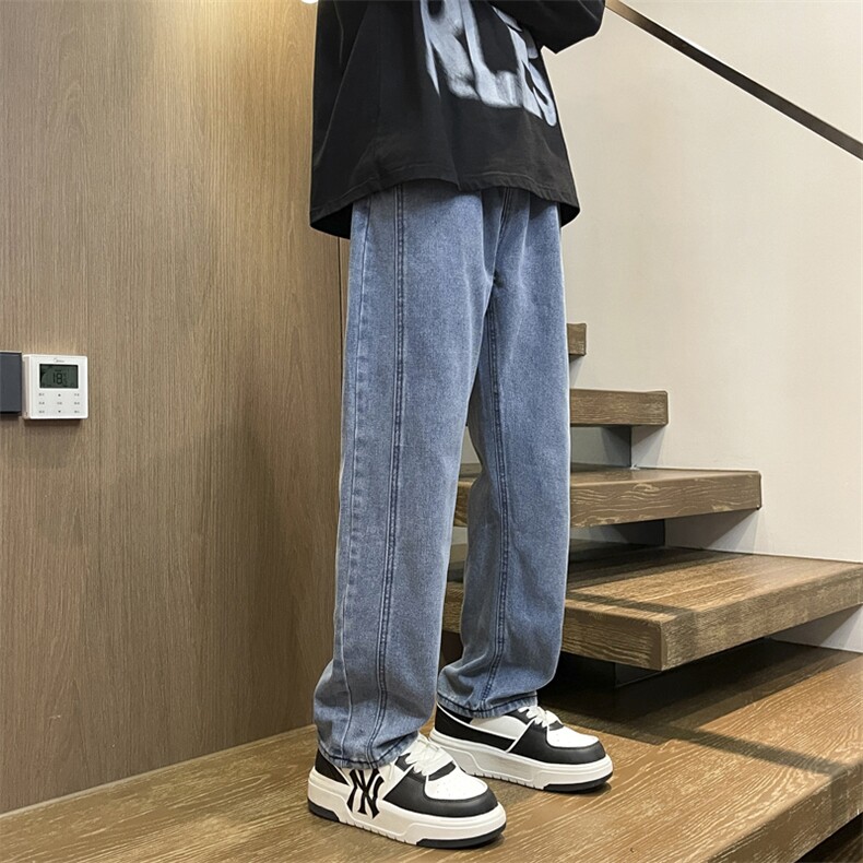 复古美式牛仔裤男春秋宽松坠感直筒裤潮流痞帅百搭长裤N00846-P43,男装牛仔裤,星座308B-1
