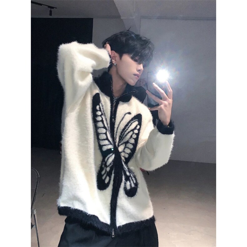 [005]蝴蝶重磅毛衣男松弛慵懒风针织开衫外套A079-D533-P57,男装针织衫/毛衣,电商A079