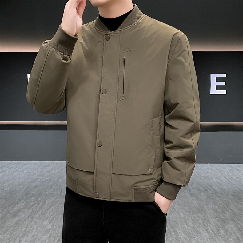 新款秋冬款男士85绒子白鸭绒轻薄羽绒服夹克棒球领羽绒服外套,男装夹克,钱塘723