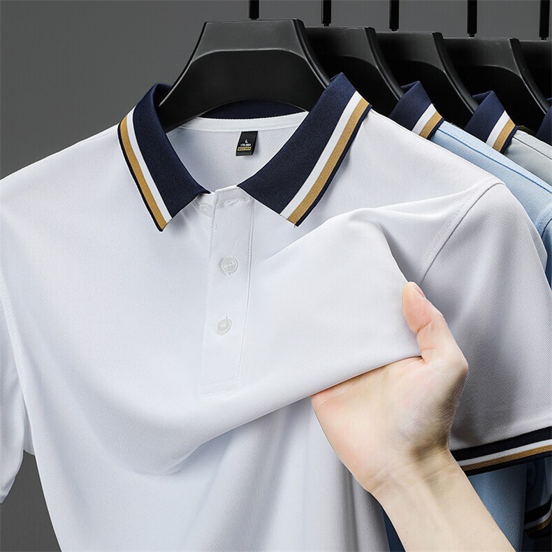 夏季POLO衫短袖T恤男士潮流2025新款上衣服男翻领半袖冰丝体恤,男装T恤,电商B212（原钱塘6029）