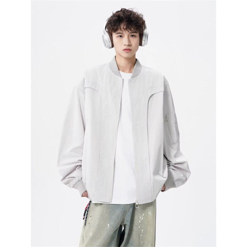 W9428-P68 网图现货 新款美式复古飞行员夹克时尚工装外套棒球服图片
