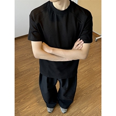 网图美式高街重磅正肩T恤设计短袖cleanfit半截袖男H1102特P20，男装T恤，电商A341