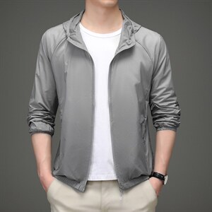 夹克男2023新款夏季防晒衣中青年男士薄款休闲防晒服潮流连帽外套图片