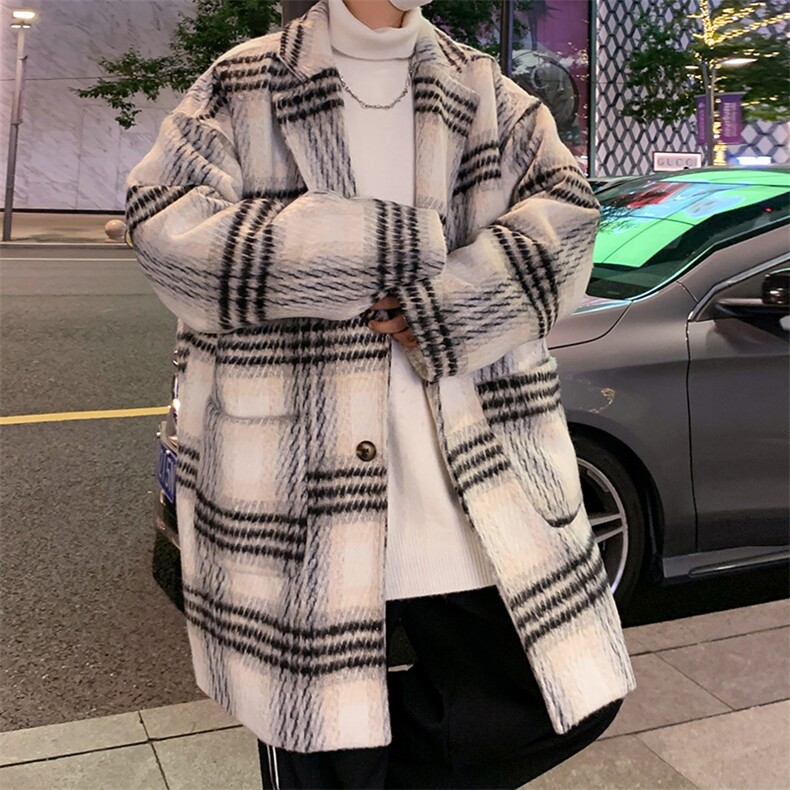 男士冬装高级感长款呢大衣韩版中长款毛呢大衣风衣外套Y21-P115,男装风衣,电商B295