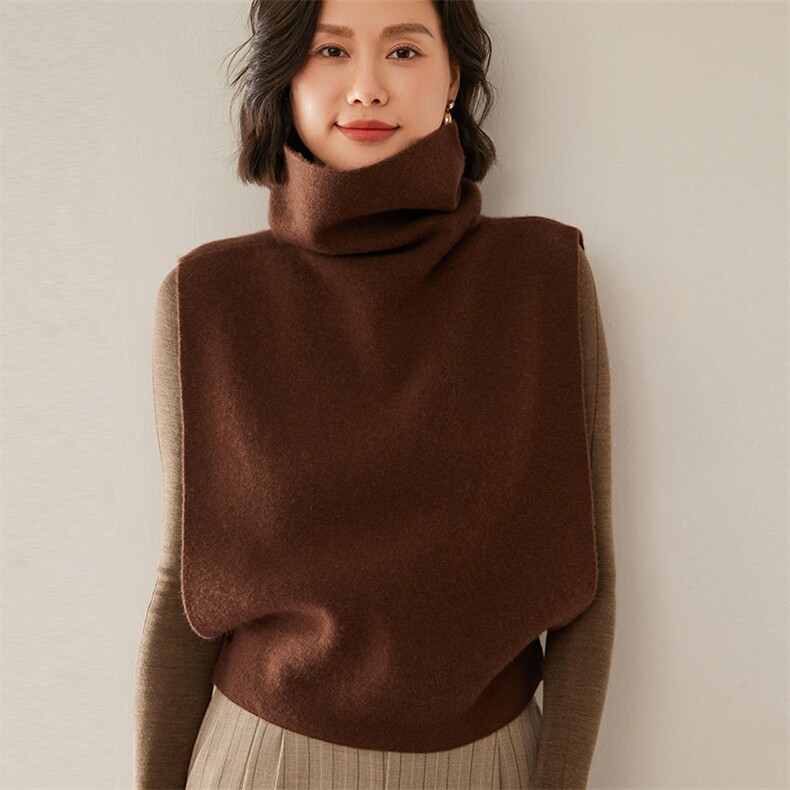 2025秋冬新款山羊绒马甲女高领叠穿针织马夹宽松无袖毛衣坎肩上衣,女装马甲,尚达羊绒