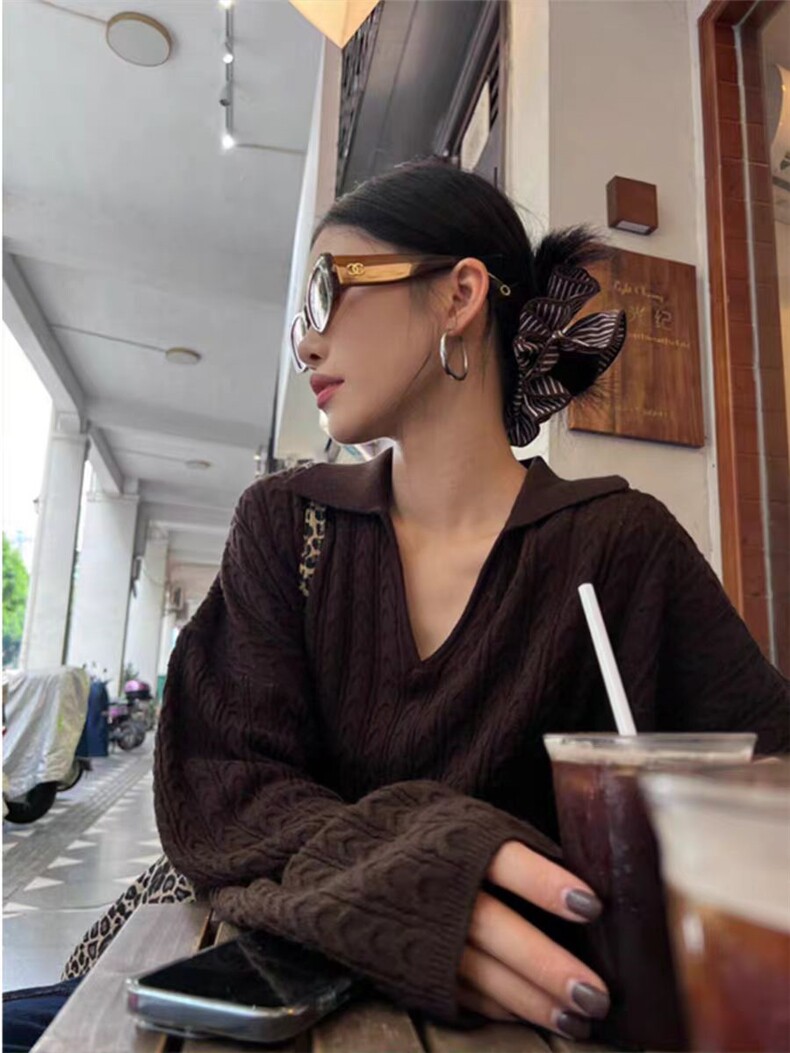 2025年秋季新款女士百搭鸡爪花针织衫,针织衫/毛衣,恒恩羊绒