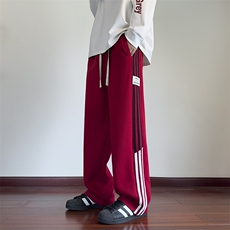美式条纹休闲裤男冬季加绒加厚宽松直筒运动裤24XK66867J特批45，男装休闲裤，电商A042