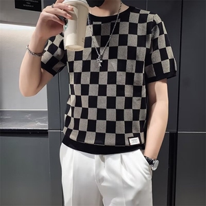 春秋季男士修身圆领针织短袖T恤冰爽丝打底衫毛衣体恤衫 M859图片