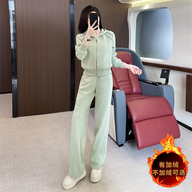 韩版秋冬高端短款卫衣潮流卫裤两件套,女装套装/套裙,江南