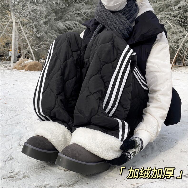 抖音品质美式条纹葫芦格设计加绒外穿棉裤B315-K25905JR-p65控89，男装棉裤，电商B315