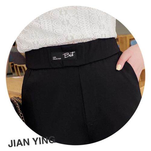 2021时尚百搭弹力侧开叉小直筒九分裤M一XⅩL，女装，简 影