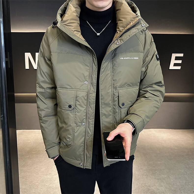 羽绒服男2025新款冬季外套短款保暖连帽外套A313-6313-P215,男装羽绒服,电商A313