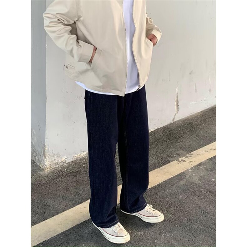 美式复古高街宽松直筒牛仔裤男春夏季原色阔腿垂感休闲长裤子,男装牛仔裤,星座506A