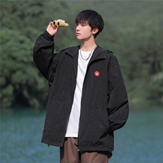 夏简约红色小标轻薄UPF50+反光条长袖防晒衣男F26/P55控88-100涤，男装防晒衣，电商A148