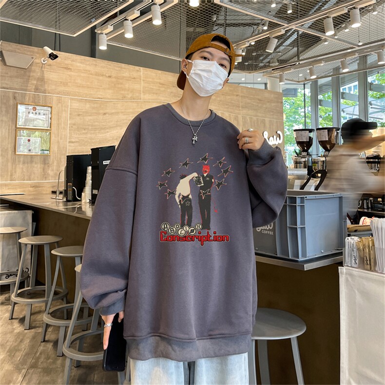 特P25控48秋冬新款男士圆领卫衣宽松休闲日常百搭上衣WQ2440,男装卫衣,电商B370