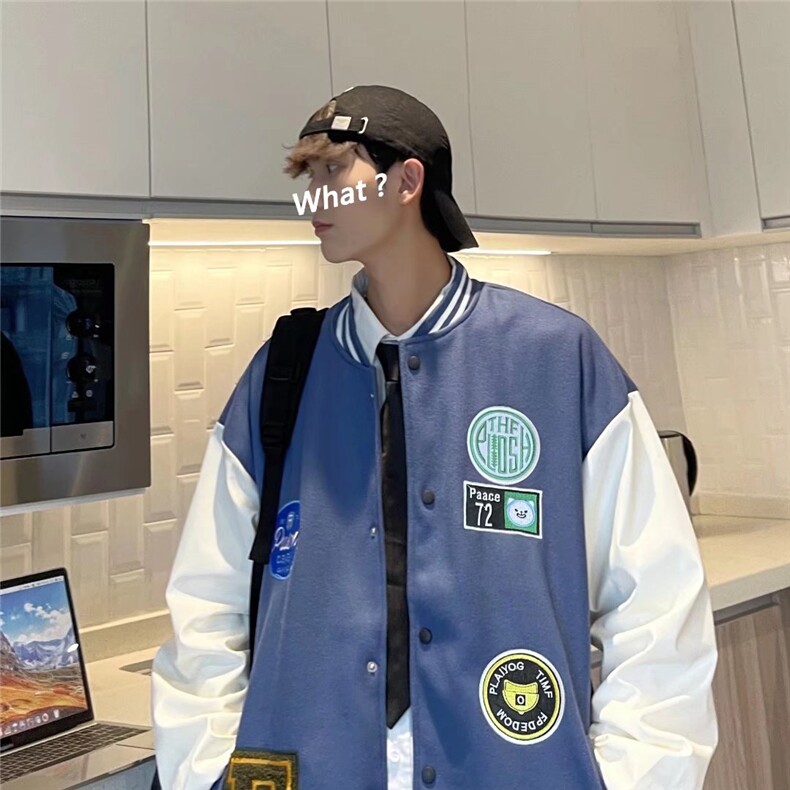 拼接印花情侣棒球服男春秋休闲夹克W1114P60,男装夹克,星座1116-2