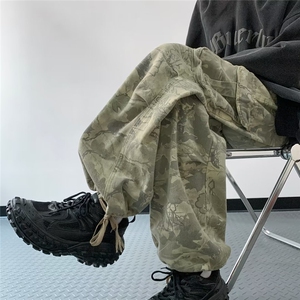 日系工装裤男高街潮牌秋季ins欧美嘻哈运动休闲裤机能风裤子图片