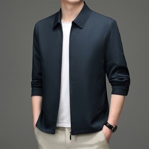 2023春秋季新款男士翻领夹克中年休闲外套商务爸爸装上衣服,一般穿搭衣服选哪个app图片
