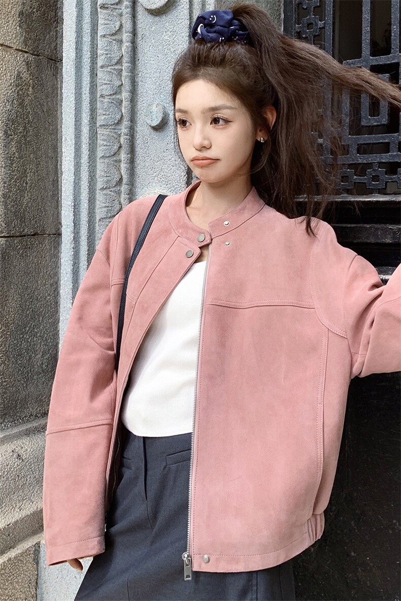 【新款】2026秋设计感高品复古皮衣外套2C372-9023-P125控198,女装短外套,2C372