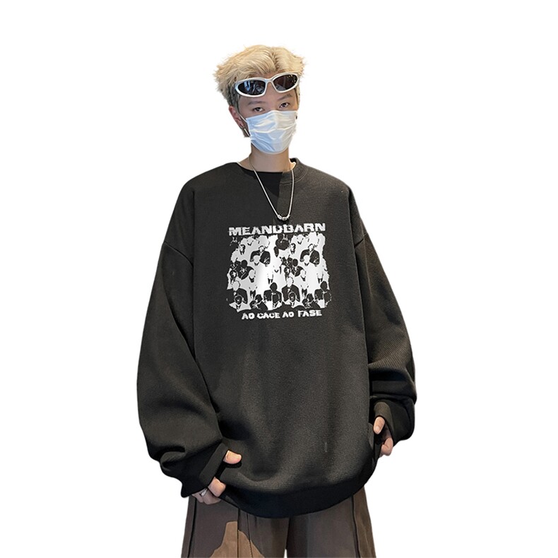 华夫格！华夫格上衣男圆领华夫格卫衣男大码长袖t恤男HY247-特P23,男装T恤,电商B367