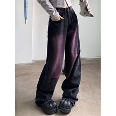 晕染阔腿牛仔裤男女秋冬加绒加厚梨形身材宽松遮胯直筒N662，男装牛仔裤，星座1116A（原606A-3）