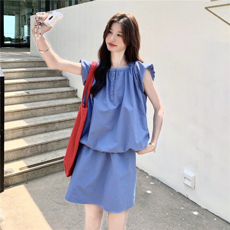 现货夏装新款时尚百搭花苞袖上衣＋短裙两件套2C135-8867P135L208,女装套装/套裙,2C135