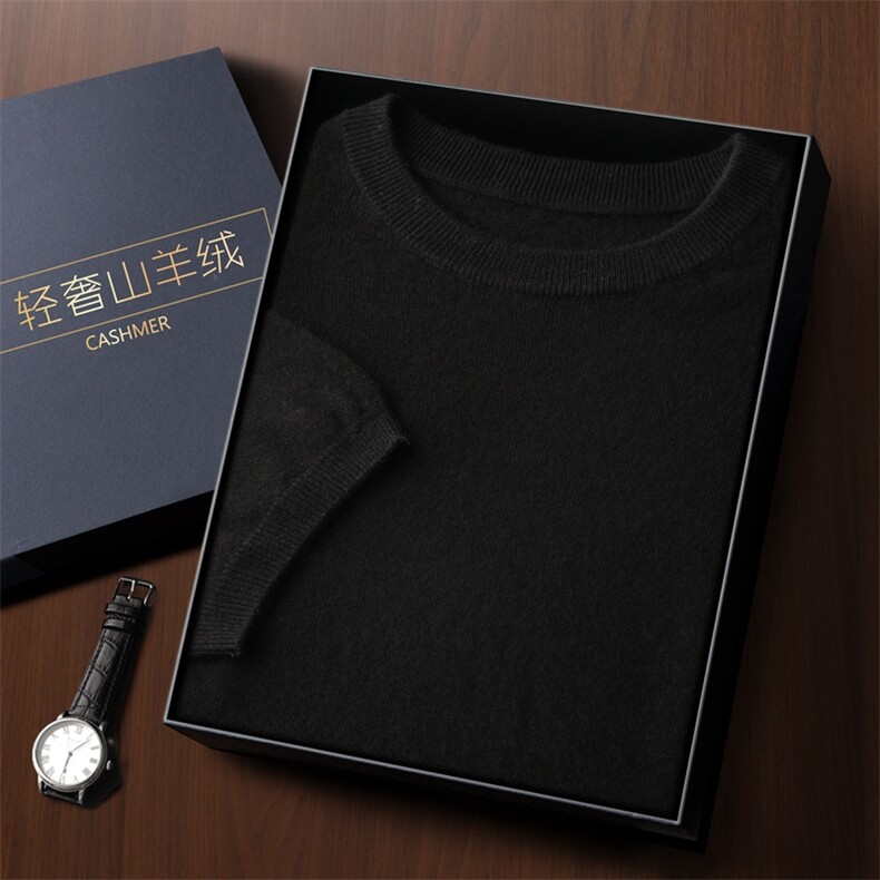 秋冬季新款舒适时尚百搭一线成衣平面圆领短袖35%衫，男装羊绒套衫，雅之冉羊绒