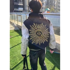 复古潮牌光明之眼刺绣棒球服男女秋冬情侣加厚夹克外套 JM402图片