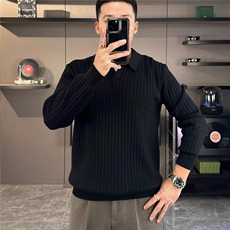 欧美翻领针织polo衫男高级感修身长袖卫衣v型叠领线衣保罗羊毛衫，男装针织衫/毛衣，星座506A