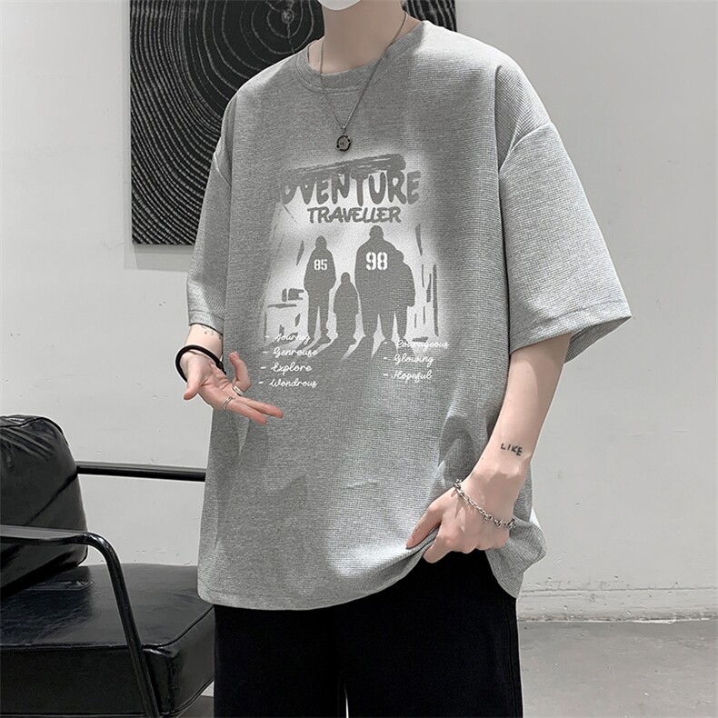 华夫格t恤男短袖男大码五分袖大皂风HT73374-P22,男装T恤,电商A040