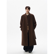 大货秋冬加棉中长款毛呢大衣男新中式立领呢子风衣外套812-F803，男装风衣，星座812