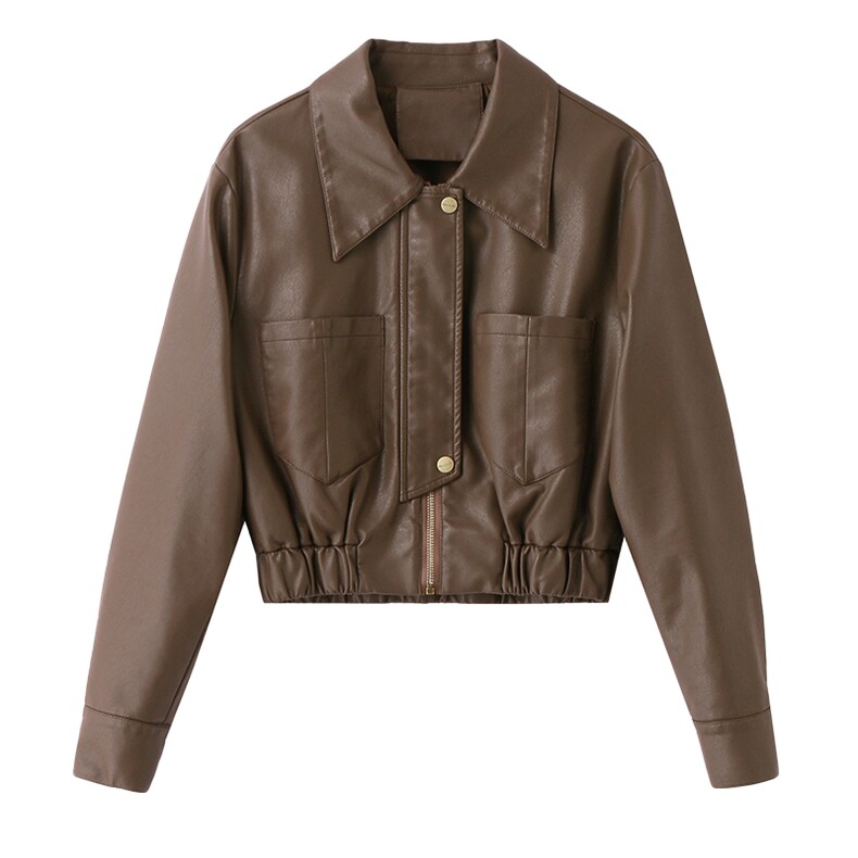 【现货】春装新品设计感皮衣外套女时髦显瘦2511-1C115-P115-K178,女装皮衣,吾爱衣