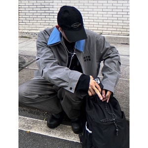 日系简约撞色翻领夹克新潮牌假两件高街外套513AJK2428P62图片