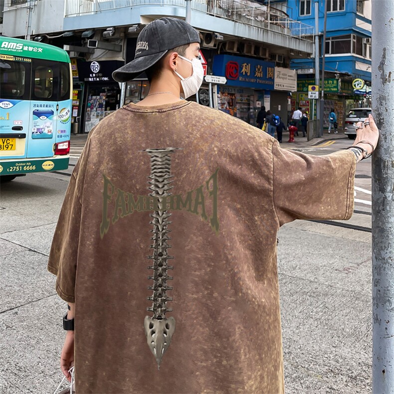 B239-1160-P38欧美式十字架印花复古水洗做旧半袖重磅短袖T恤,男装T恤,星座514-2(原B239)