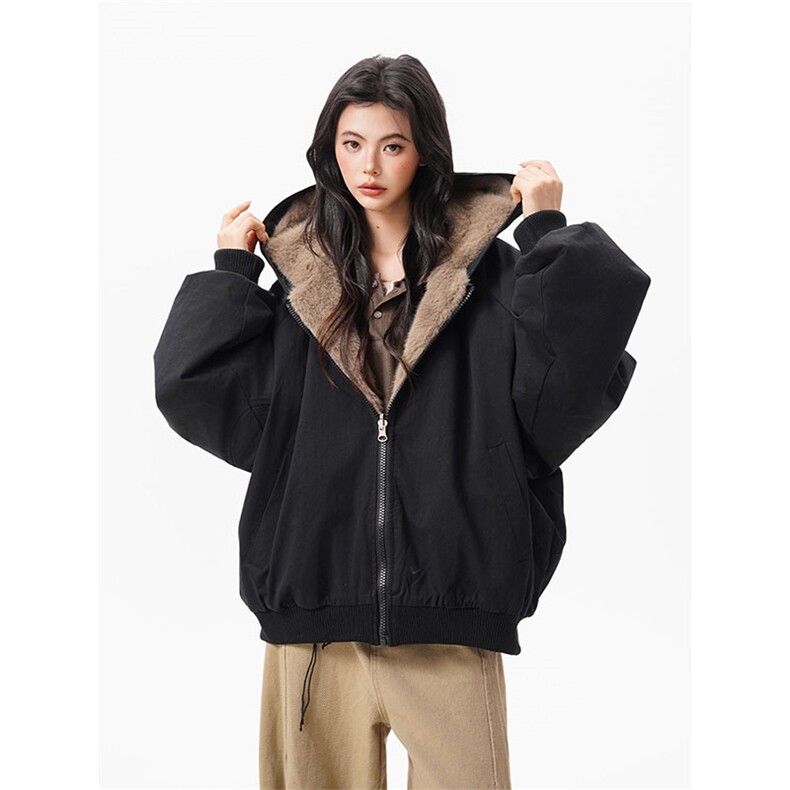 两面穿现货重磅短款座山雕棉衣男女双面穿毛毛绒棉服加厚外套，男装棉衣，电商A486