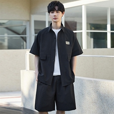 休闲套装男夏季薄款衬衫男士短袖短裤两件套衬衣帅气Y2505-P60，男装休闲套装，电商A355（原A415）