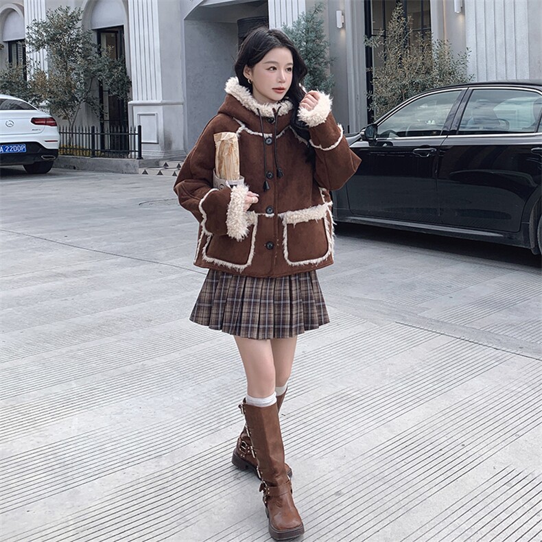 现货主推！！加厚皮毛一体外套2C205-8811-P190-K278,女装短外套,2C205