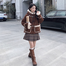 现货主推！！加厚皮毛一体外套2C205-8811-P190-K278，女装短外套，2C205