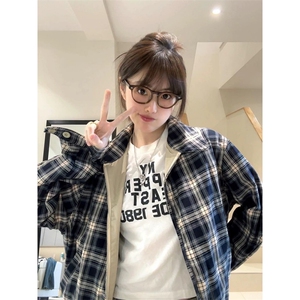 网图CITY双面穿高级小众美式格纹工装夹克外套JK503-P68现货