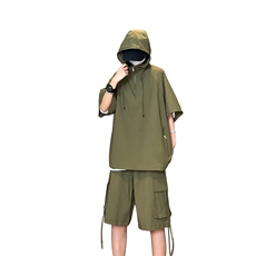 量大优供视频泡泡纱夏款连帽套装短袖短裤男XH74TZ-特P60，男装牛仔裤，电商B367