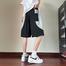 夏装撞色拼接刺绣休闲短裤男夏季宽松五分裤沙滩裤K1016P30，男装牛仔裤，电商C323