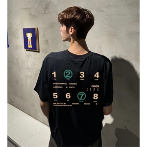 抖音得物供货210克现货宽松纯棉美式潮牌印花落肩袖纯棉T恤AT2116,彩色毛衣女秋冬搭配图片