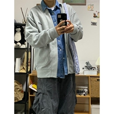 美式开衫纽扣V领卫衣潮春秋情侣宽松复古针织基础外套WYZ649P41，女装短外套，星座1013-5