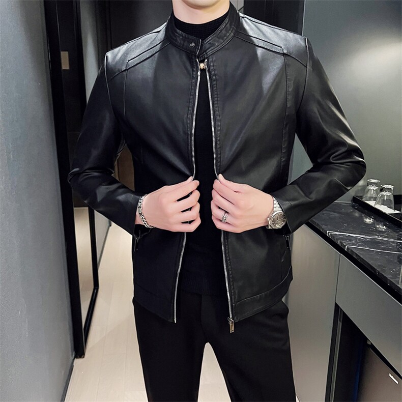 秋冬社会小伙PU皮衣男生机车皮夹克帅气外套LE603-常规P85加绒P93,男装皮衣,星座1105-3