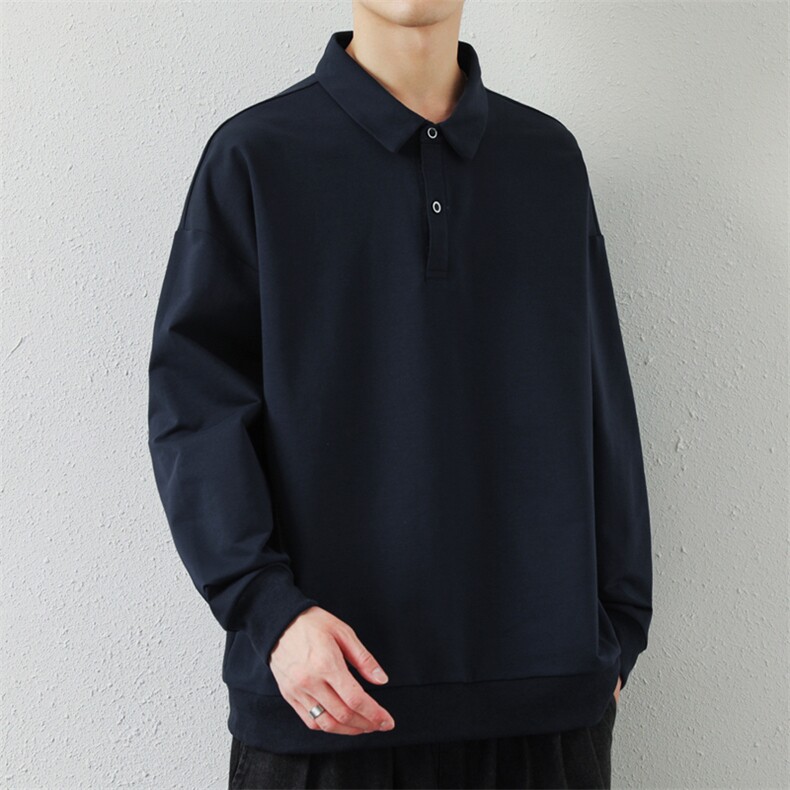 高品质日系翻领拼接长袖POLO衫男士潮款百搭卫衣男PL02-P46,男装卫衣,星座1204