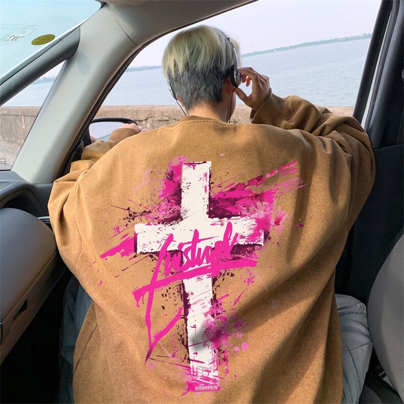 美式重磅水洗做旧圆领卫衣力推大码男XZ517A--3-ZH2709-P58,男装卫衣,星座517A-3