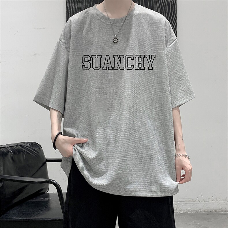 HT73229-P22 华夫格t恤男短袖男大码五分袖 大皂风图片