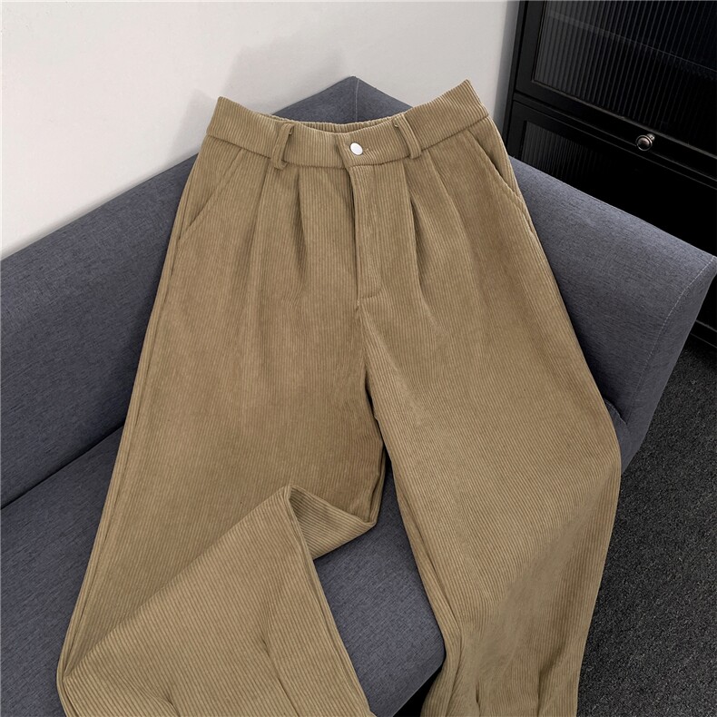 加绒加厚灯芯绒休闲裤男韩版潮流坠感阔腿拖地长裤K0871-P48,男装卫衣,星座308B-2
