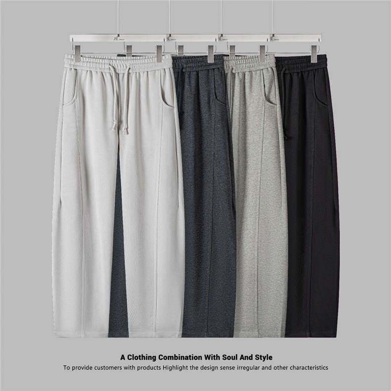 松紧抽绳男宽松运动裤粗云棉针织面料休闲裤卫裤A329-K9909-P60，男装休闲裤，电商A329