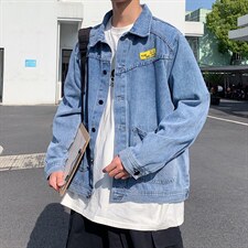 2021新款痞帅宽松牛仔夹克衫男潮牌学生外套韩版上衣服W1069-P50，男装夹克，星座512-4